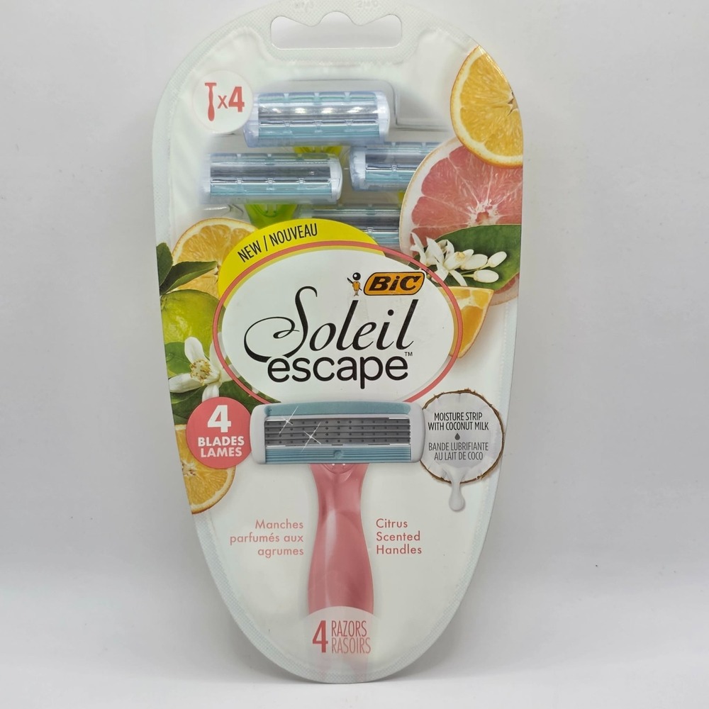 BIC Soleil Escape Disposable 4 Razors 4 Blades with Citrus Scented Handles